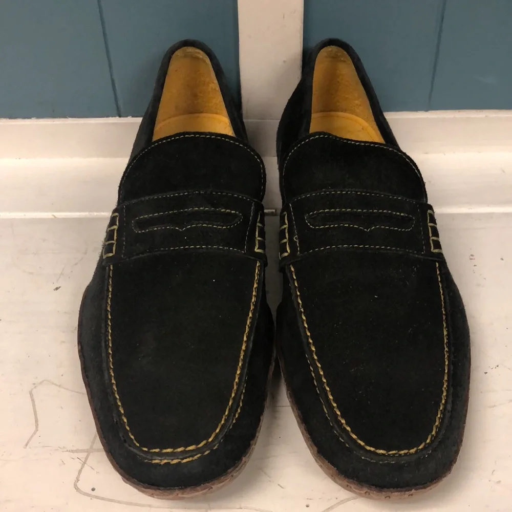 Donald J. Pliner NAWA Mens charcoal/yellow Suede Leather Loafers Size‎ 9